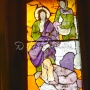 Scene of the Valjala Church window. Saaremaa, Estonia